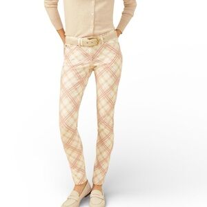 NWT J. McLaughlin | Lexi slim fit with stretch tan and pink plaid pant